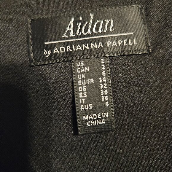 Aidan by Adrianna Papell Black Chiffon Feather Cocktail Dress Size 2 - Picture 9 of 11